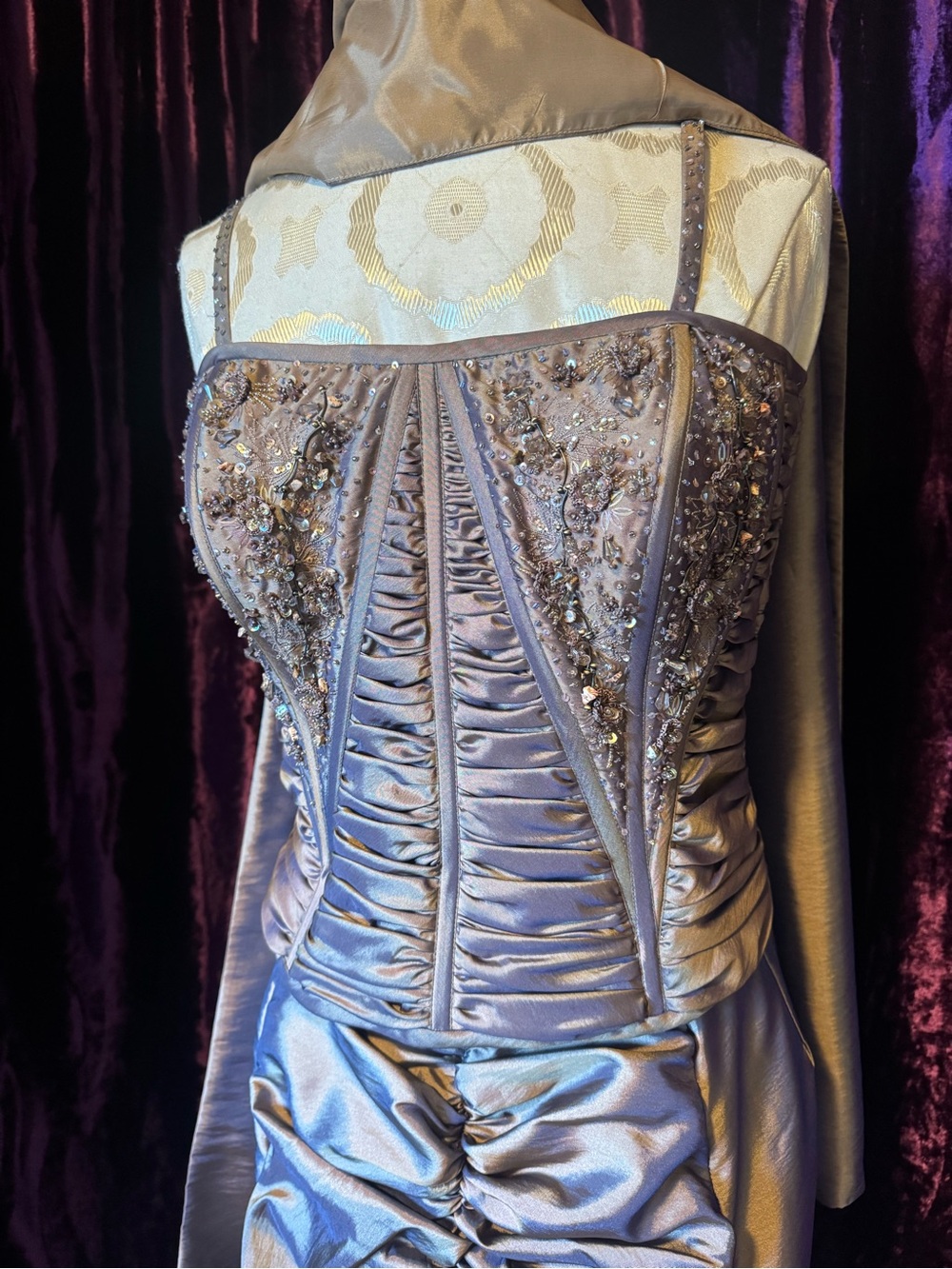 Unique Beaded Top with Skirt and Scarf